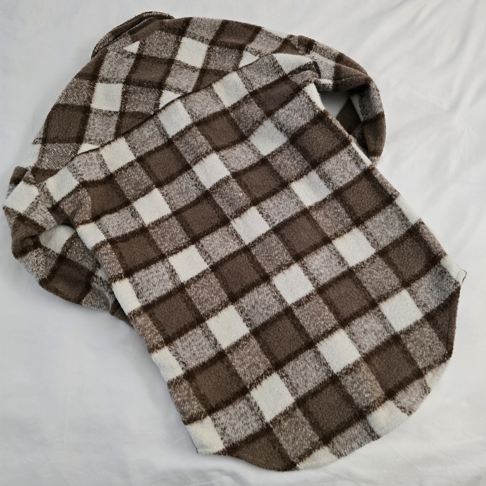 RDI Plaid Longline Sherpa Shacket Jacket Brown Cream Button Front NWT Medium - Picture 10 of 10